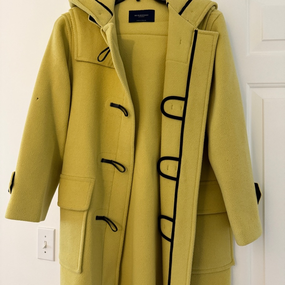 Burberry London Wool Yellow Duffel Coat - Picture 2 of 15